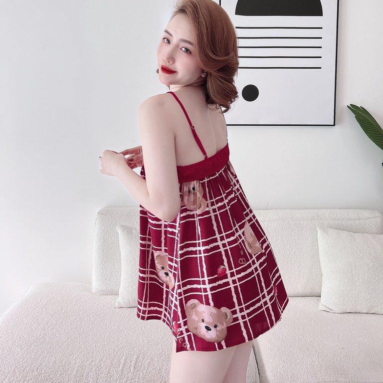 Đồ Mặc Nhà Nữ SOJUN Bộ Đùi Lụa Xước Tô Châu Viền Size 40-75Kg