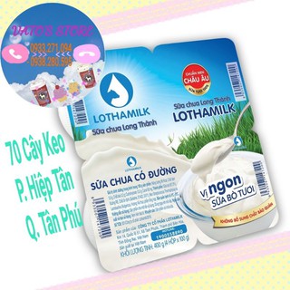 Sữa chua ăn Long Thành Lothamilk CÓ ĐƯỜNG Lốc 4 hộp × 100g