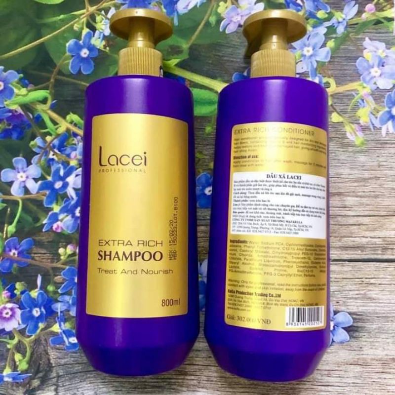 Dầu gội+ xã Lacei Extra Rich phục hồi tóc hư tổn 800ml