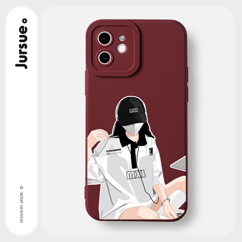 Ốp lưng JURSUE hoạt hình cặp đôi dễ thương đẹp nam nữ Cho iPhone 14 13 12 11 Pro Max SE 2020 X XR XS 8 7 ip 6S 6 Plus Y2222