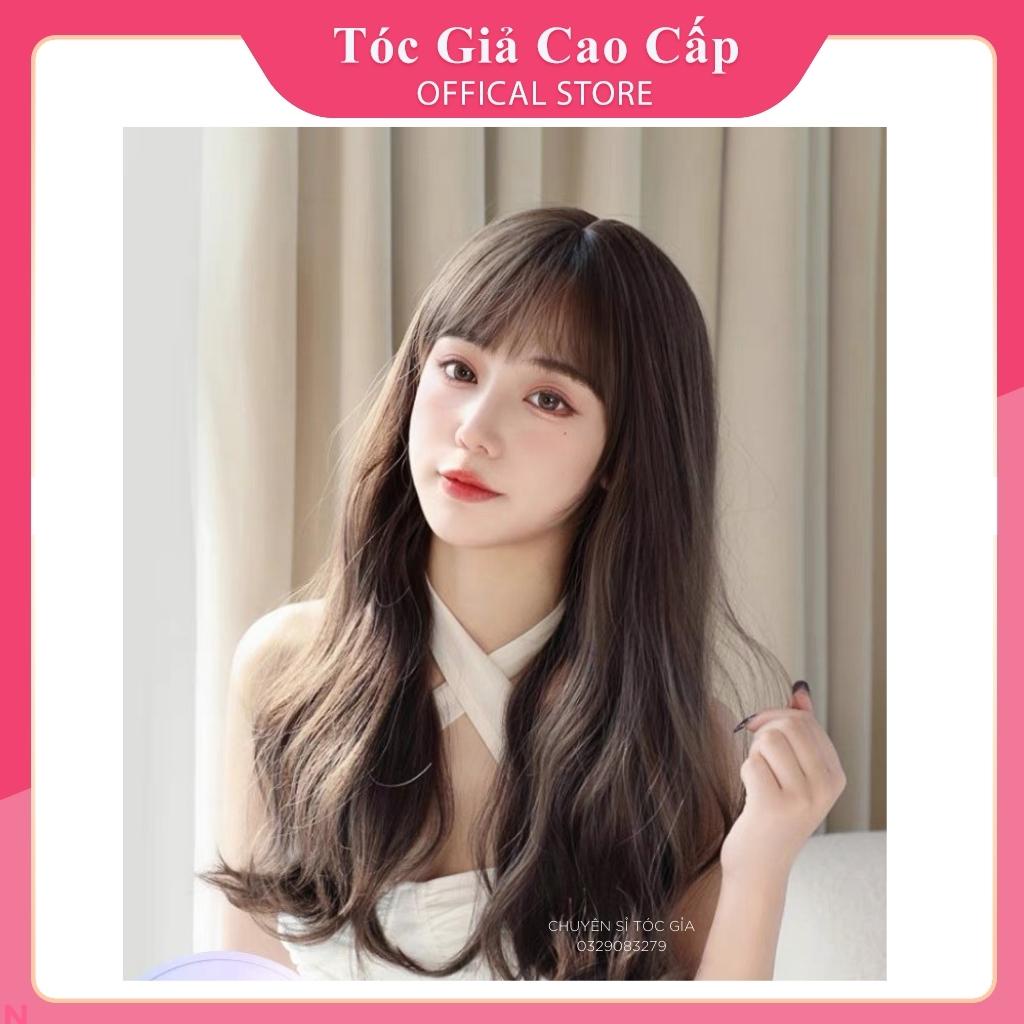 Tóc giả nguyên đầu xoăn lửng 50cm, bht8269, tặng kèm lưới trùm wig.