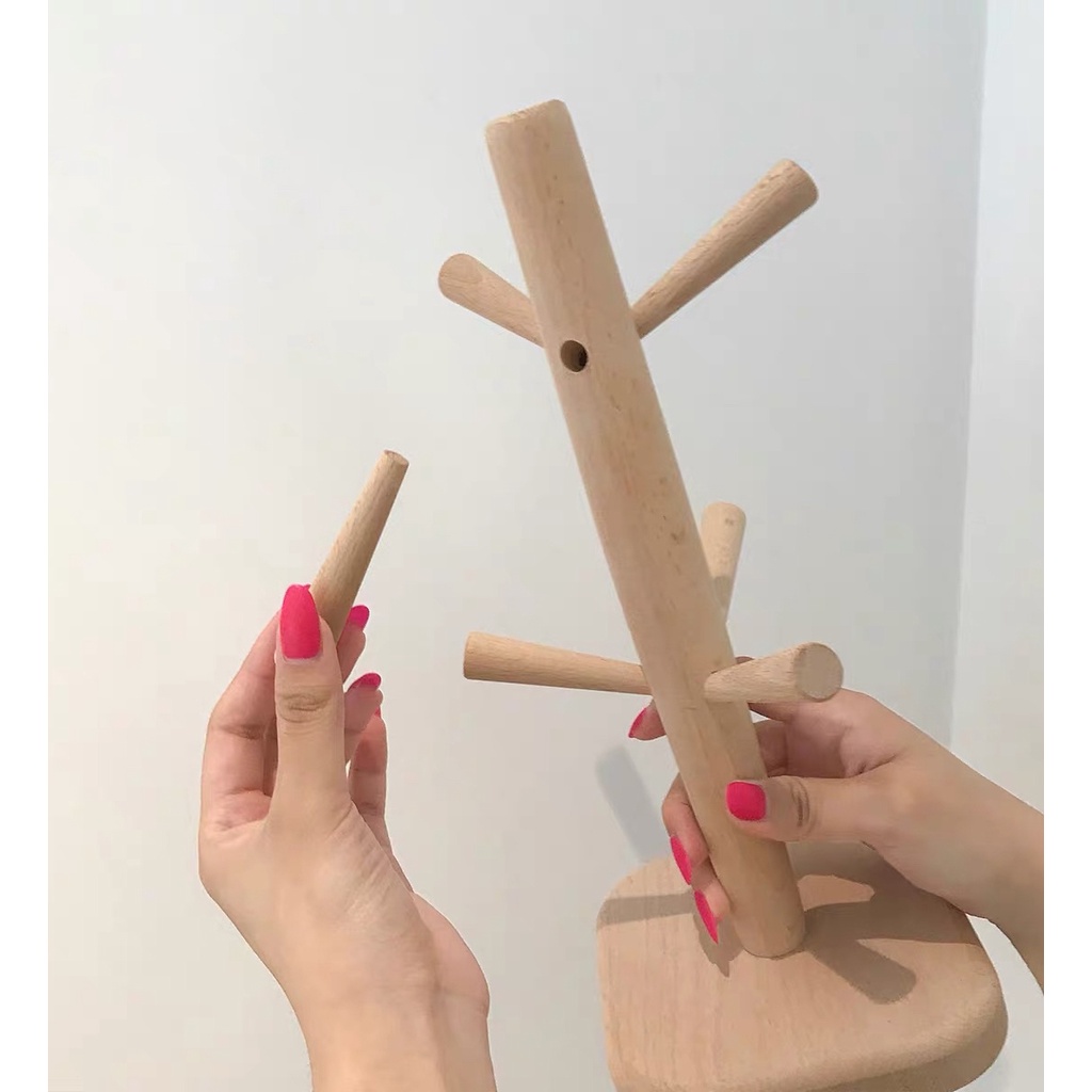 Giá Treo/Để Cốc Bằng Gỗ Cao Cấp Phong Cách Hàn Quốc Decor Nhà Bếp Phòng Khách Siêu Chất Lượng