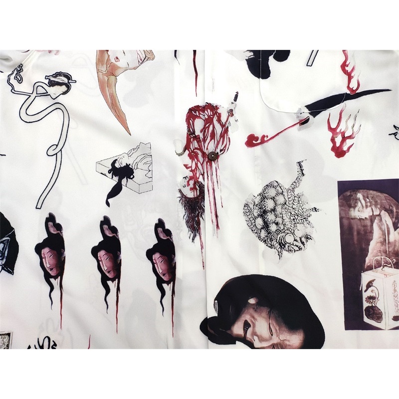 Bán Chạy Nhất Áo Sơ Mi Unisex Tay Dài In Hình Vẽ Graffiti Ukiyo-e Kích Thước Lớn Unisex
