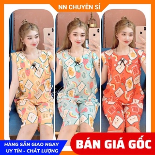 Đồ bộ nữ mặc nhà chất kate mềm mát in họa tiết dễ thương Bộ kate lửng BKT160