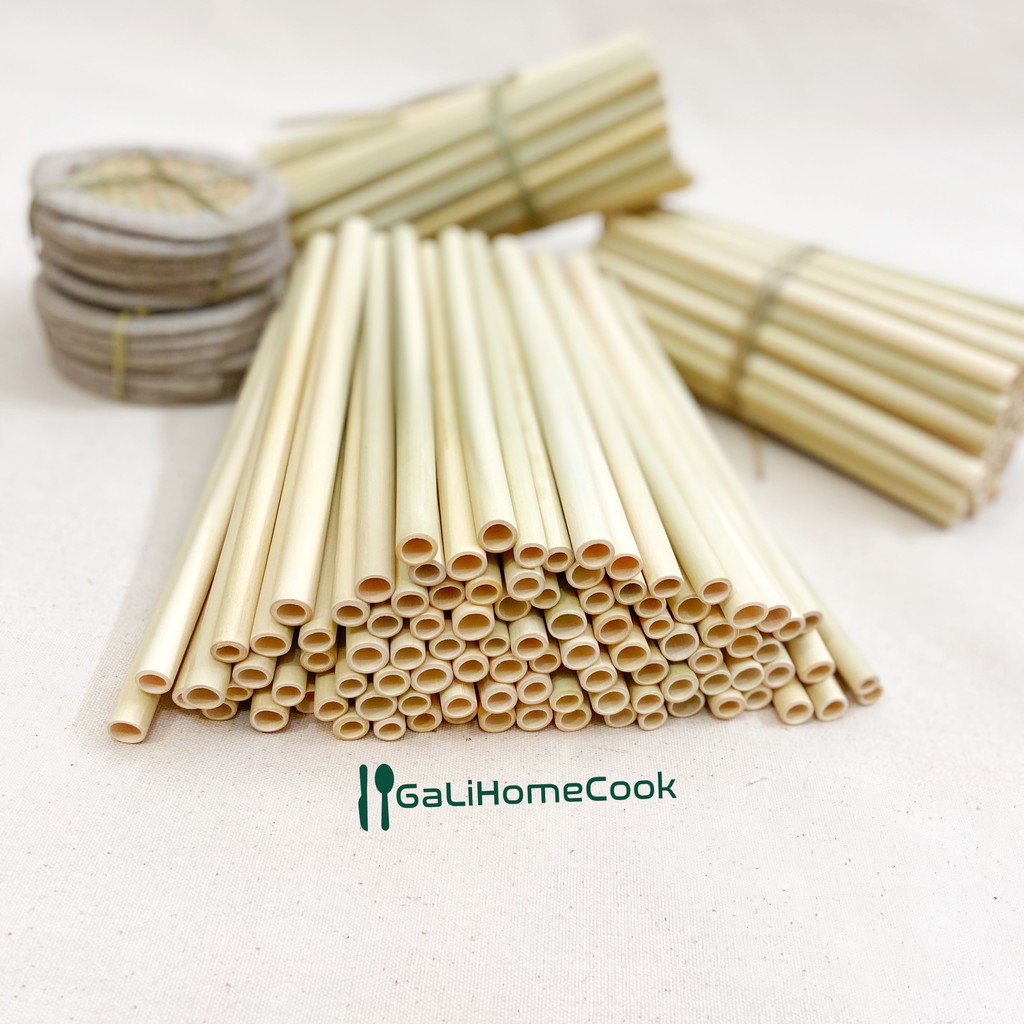 Ống hút tre (Bamboo Straws) hút trà sữa, hút sinh tố - Cọ rửa xơ dừa - Galihomecook | BigBuy360 - bigbuy360.vn