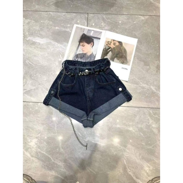 Quần sooc jeans gấp gấu đai Wang hàng QCL1