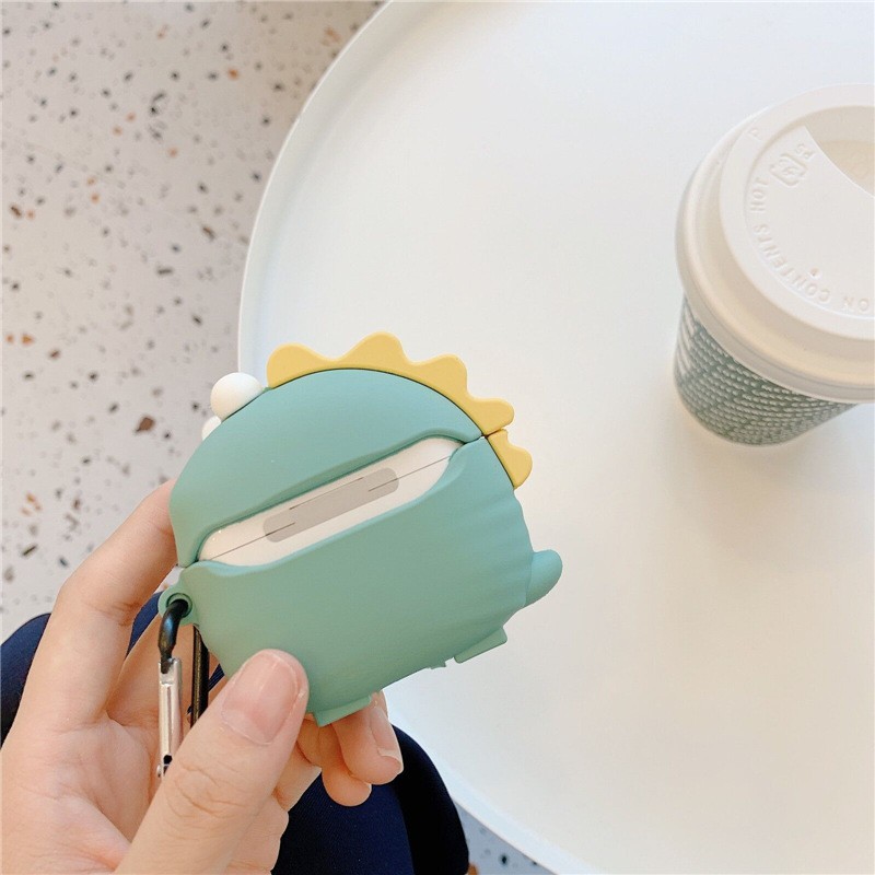 Case Airpods Bảo Vệ Tai Nghe Hình Khủng Long Cute 2Màu Xanh Lá/ Hồng - Phù Hợp Với Airpods 1-2 Siêu Cute Dễ Thương