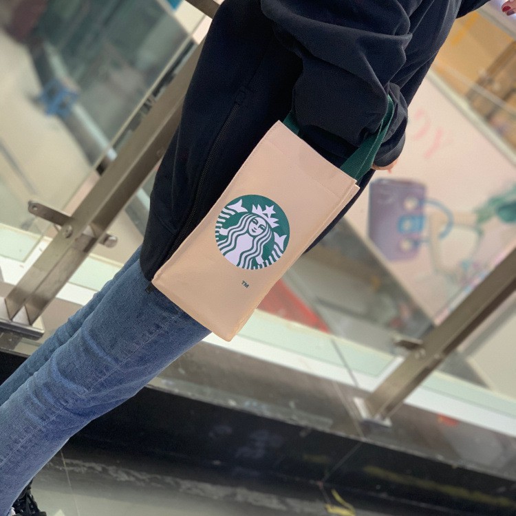 Túi Xách Vải Starbucks Đựng Ly Nước Giữ Nhiệt Tiện Dụng
