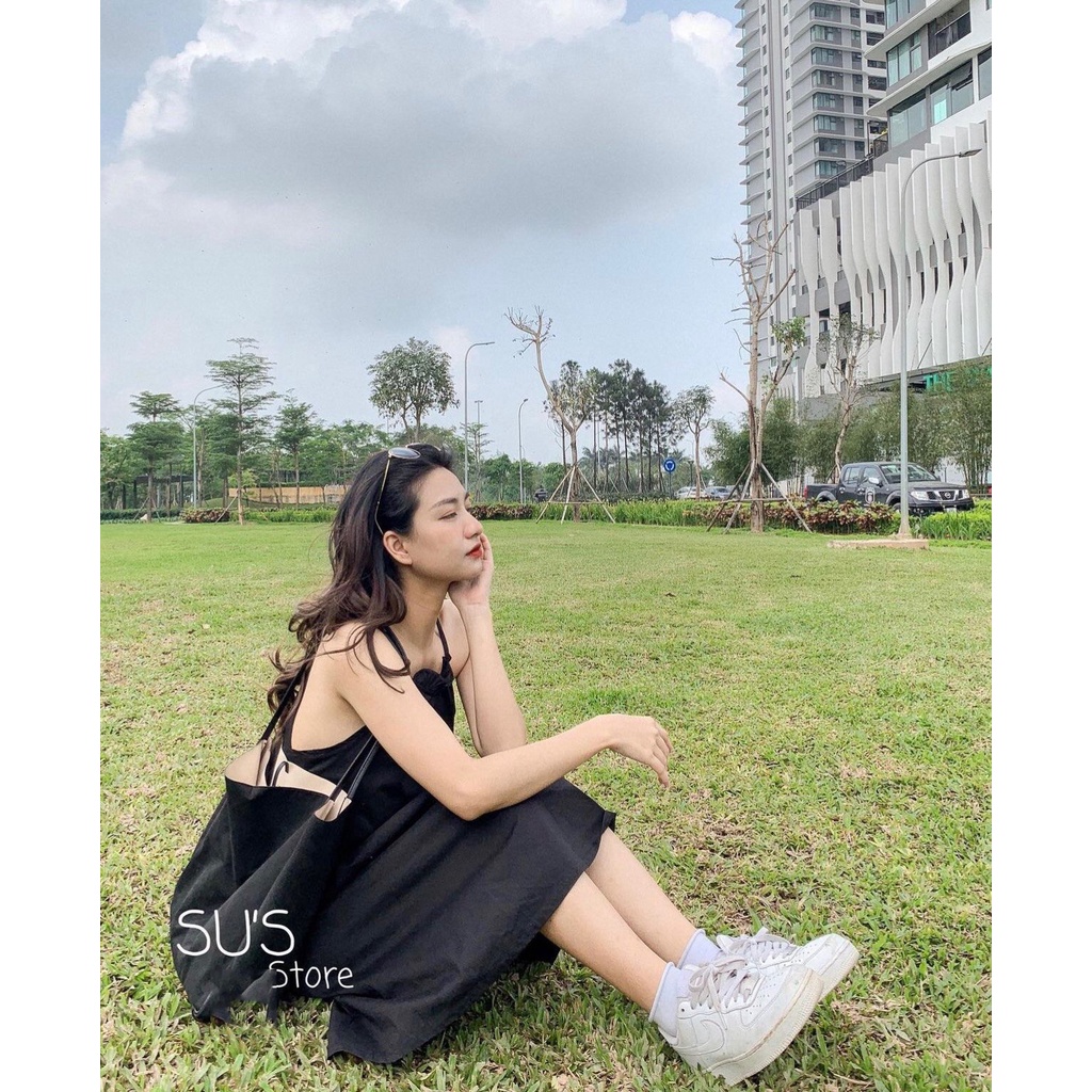 Váy Yếm Khoét Lưng 3 Lỗ Chất Liệu Đũi Cực Kỳ Dày Dặn Không Lộ Nội Y | BigBuy360 - bigbuy360.vn