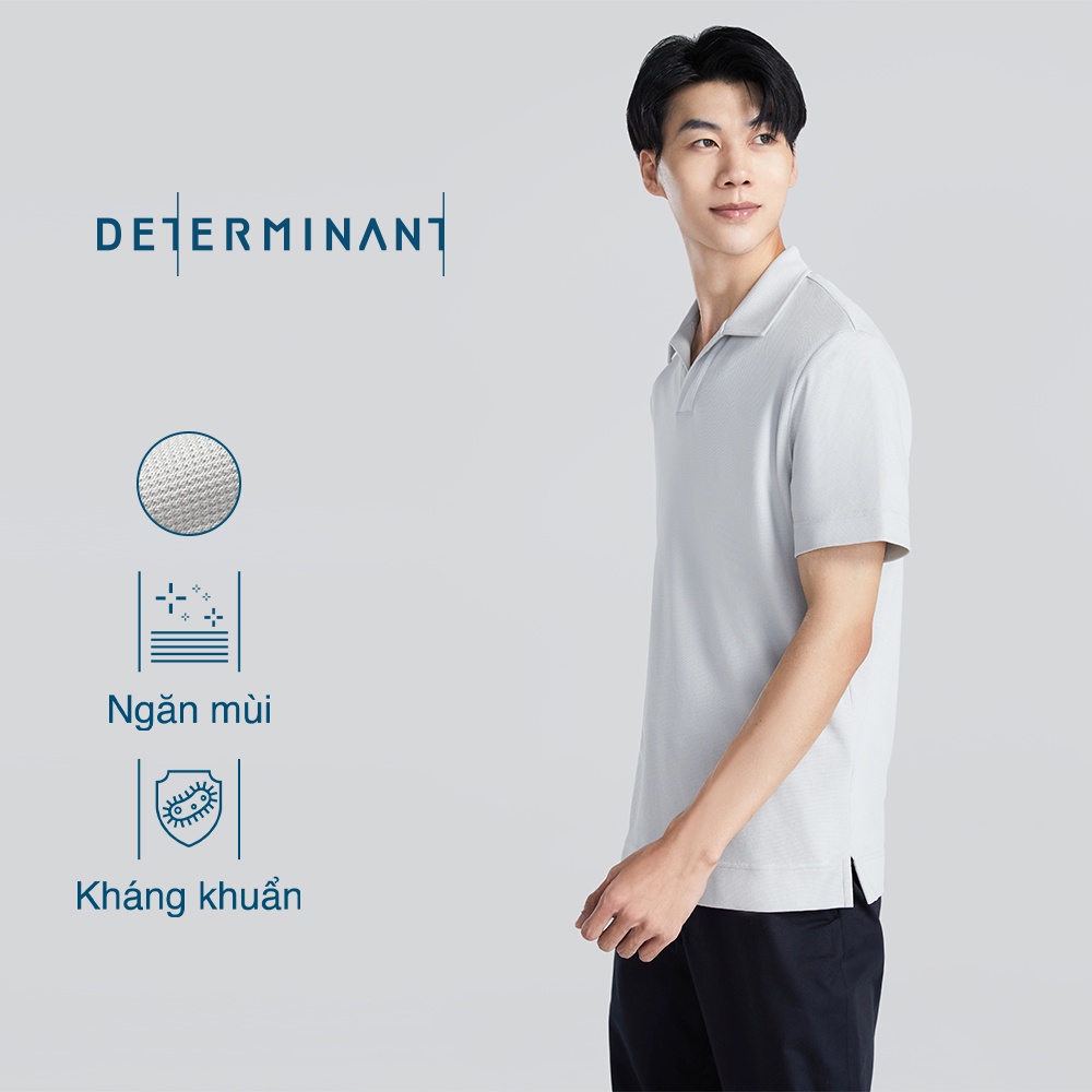 Áo thun nam Polo cao cấp kháng khuẩn tay ngắn DETERMINANT form rộng-100% cotton- màu xám nhạt - LIGHT GREY YE0008 [DETP0