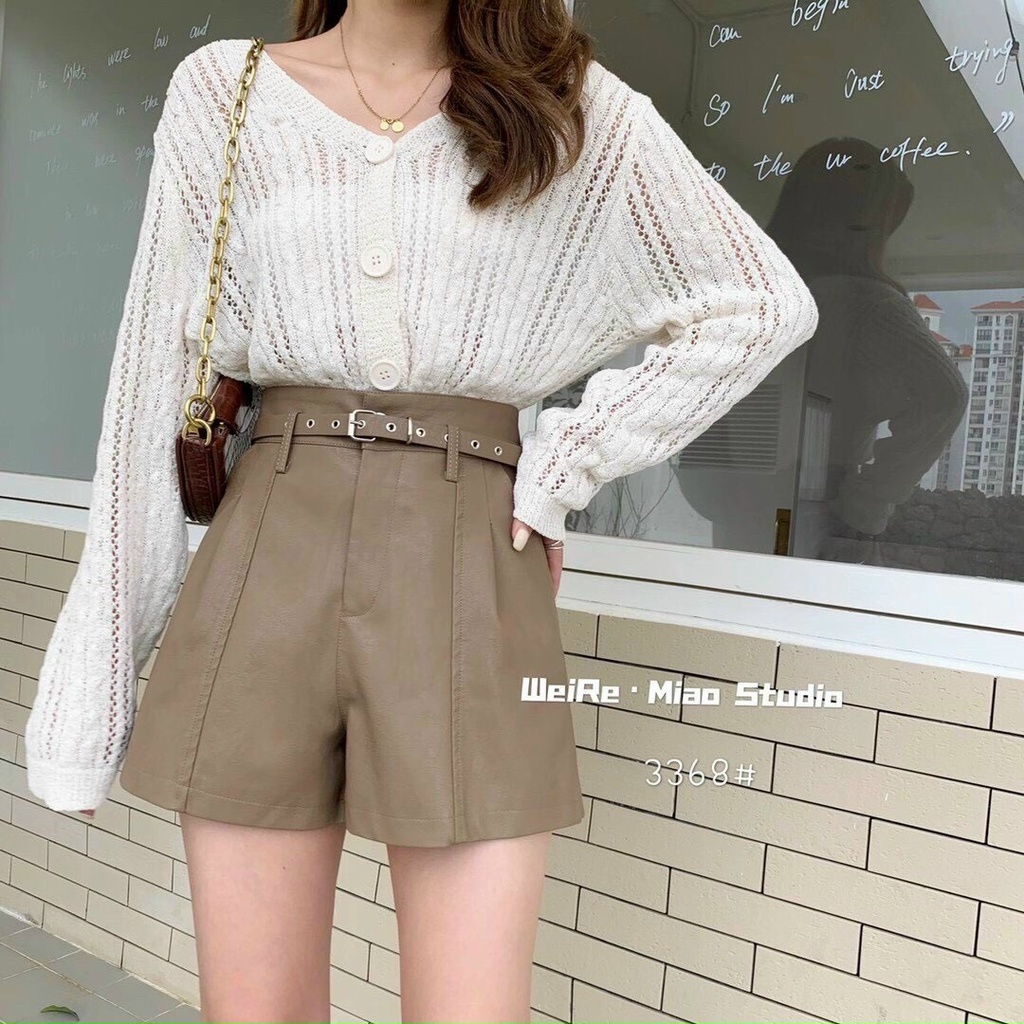 Quần Short Da Kèm Đai Ms 3368_Xưởng May Quang Anh