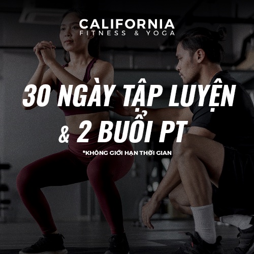 [TOÀN QUỐC] E-voucher tập gym California Fitness - 30 ngày toàn thời gian &amp; 2 buổi tập cùng HLV cá nhân
