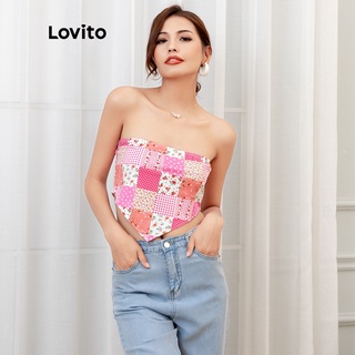 66deLovito Áo Tank Top Không Dây In Họa Tiết Thời Trang L05246