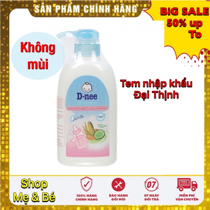 Nước rửa bình sữa, dụng cụ và rau quả KHÔNG MÙI  D-nee chai 500ml (Thailand- Tem Đại Thịnh)