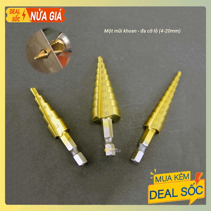 Bộ 3 Mũi Khoan Tháp - Mũi Khoan Bước 4-32mm