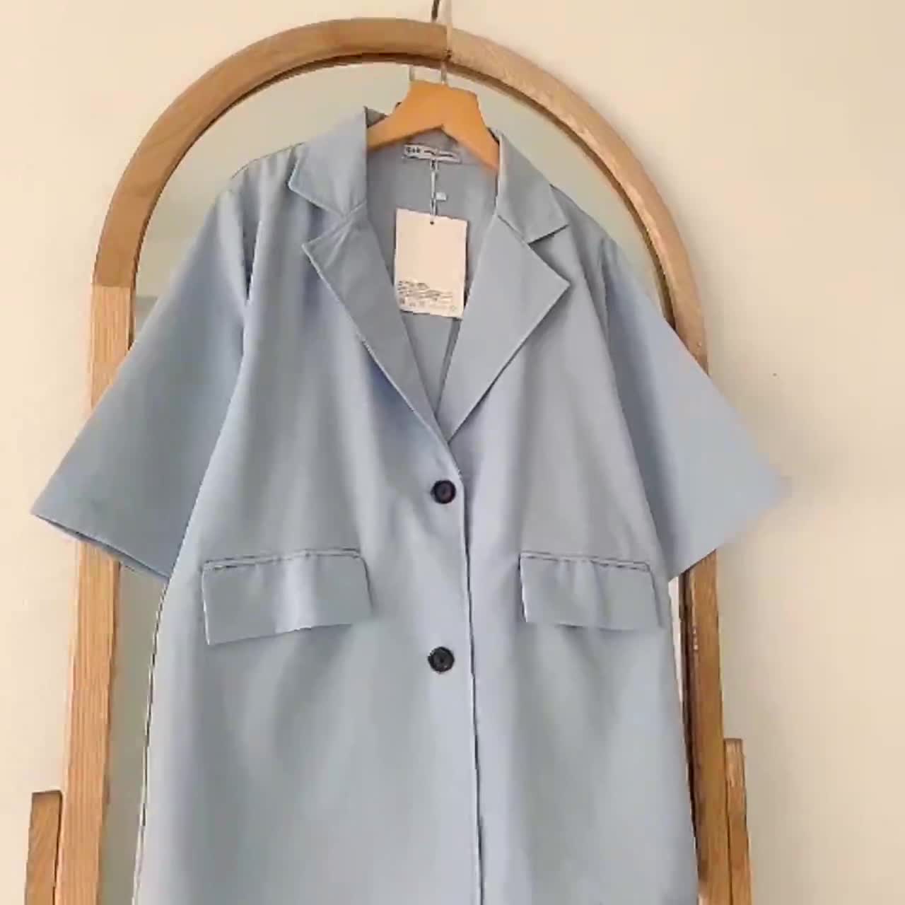 [Ảnh thật/Video/Sẵn]Áo blazer ngắn tay thời trang Hàn quốc/Áo blazer ngắn tay túi nắp Ulzzang | BigBuy360 - bigbuy360.vn