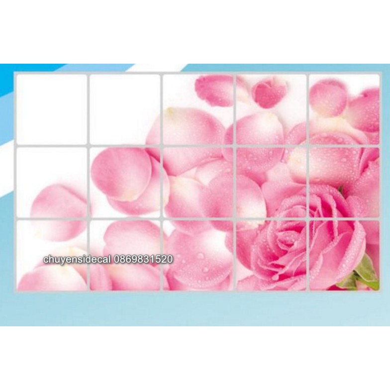 Decal dán bếp tráng nhôm chịu nhiệt - Lá Hoa Hồng size nhỏ 45x75cm