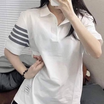 Áo Polo Thome họa tiết, áo thun 4 Sọc tay áo cao cấp cotton nam nữ