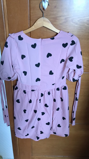 [ Mã FAMAYWA2 giảm 10K đơn 50K] đầm vol trái tim cổ bèo tay ngắn cột dây nơ kèm ảnh thật cuối khách chụp | BigBuy360 - bigbuy360.vn