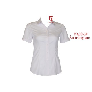 Áo sơ mi thái hòa màu trắng sọc tay ngắn n630-30