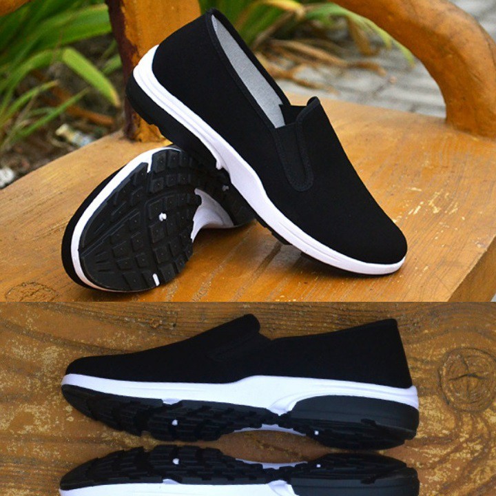 [SIÊU ÊM CHÂN] Giày slip on nam vải trơn SM028 mềm, thoáng mát, đế cao su dẻo đàn hồi tốt, đi nhiều