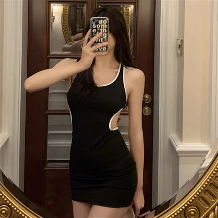 Đầm Sát Nách Cổ Tròn Thiết Kế Khoét Lỗ Thời Trang Quyến Rũ Cho Nữ