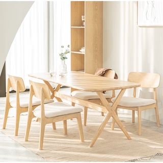 Bộ Bàn Ăn Gỗ MOHO Cao Su Tự Nhiên VLINE 601 Màu Gỗ Tự Nhiên