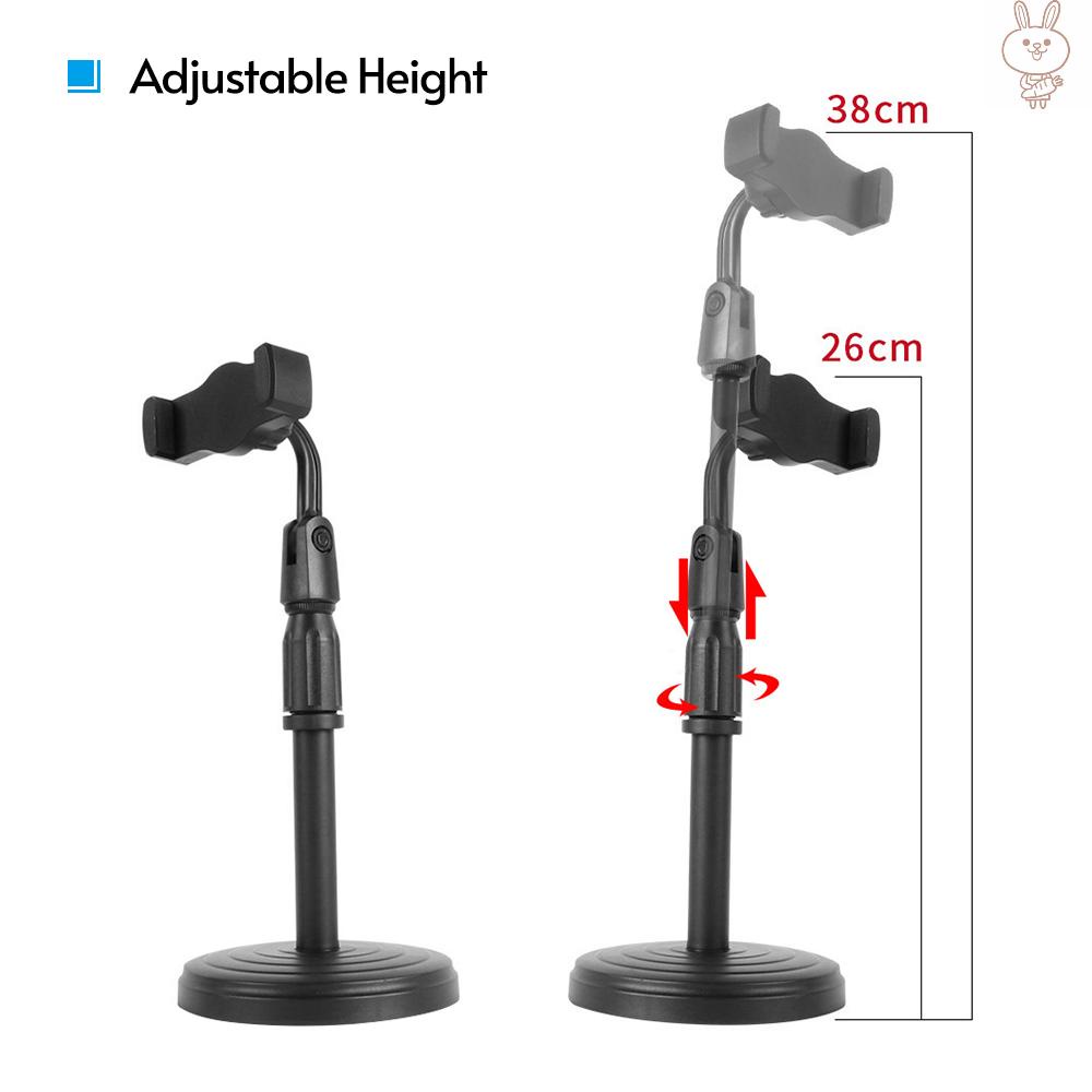 OL Desktop Smartphone Stand Bracket 26-38cm Adjustable Height with Phone Holders 360° Rotation for Live Streaming Online Video Chatting Singging