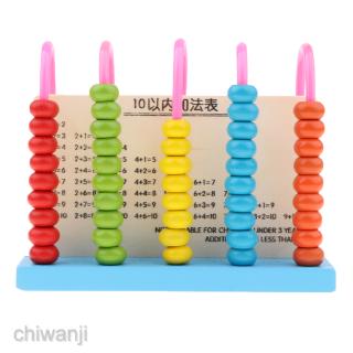 Child Developmental Wooden 5 Rods 10 Beads Calculating Frame Abacus Math Toy