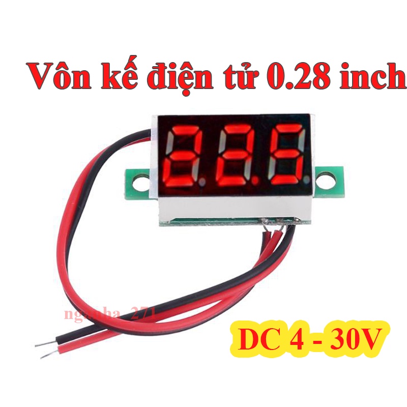 Vôn kế điện tử 0.28 inch, đồng hồ đo vôn DC, điện áp, vol kế DC 4 - 30V