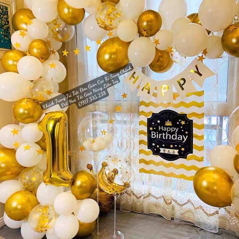 Set Bộ Bóng Vàng GoLD Backrop Thiết kế Tên Kiểu Hàn Quốc ngưới lớn hay bé Điều thích hợp Hot