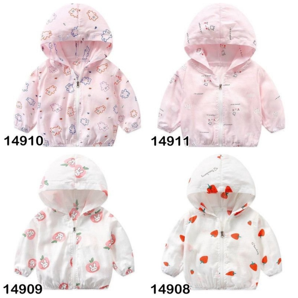 Áo khoác mỏng chất mềm mát in hình đáng yêu cho bé gái 9-19kg - Bigbabyshop