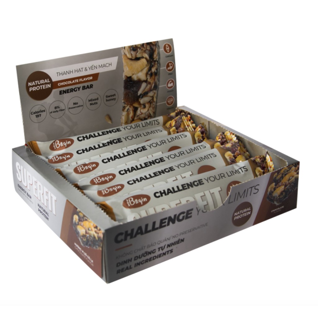 [BÁNH ĂN KIÊNG GIẢM CÂN] Bánh Ăn Sáng Ngũ Cốc Yến Mạch SUPERFIT -  Chocolate Energy - Hộp 6 gói x 45g