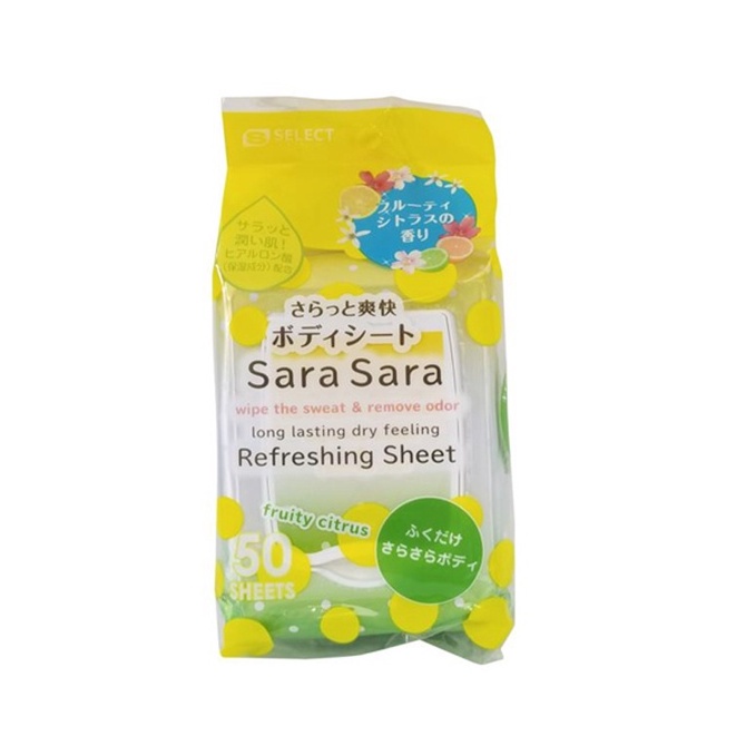Khăn Ướt Dưỡng Ẩm và Làm Sạch Da Dưỡng Da Mềm Mịn Sara Sara S Select (Hương Trái Cây Gói 50 miếng)