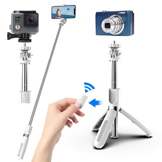 【ready】 Extendable Wireless Selfie Stick Tripod L02 Phone Self Stick With Bluetooth Remote .