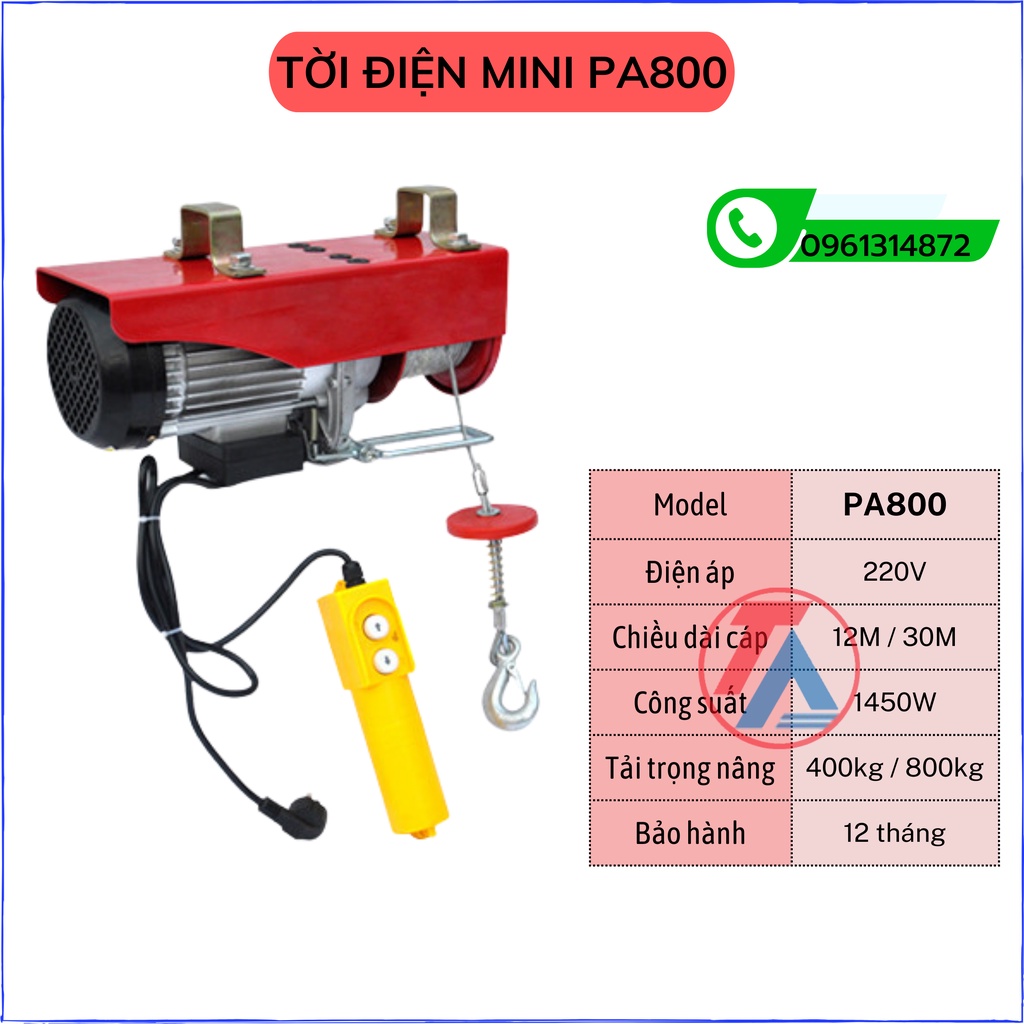 Máy tời điện PA800 - trọng tải 400 - 800kg