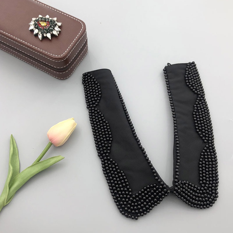 Cổ Áo Giả Màu Trắng Đen Đính Ngọc Trai Có Thể Tháo Rời Thanh Lịch Cho Ngày Valentine