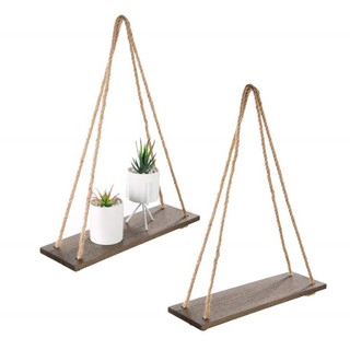 kệ gỗ kèm dây thừng trang trí