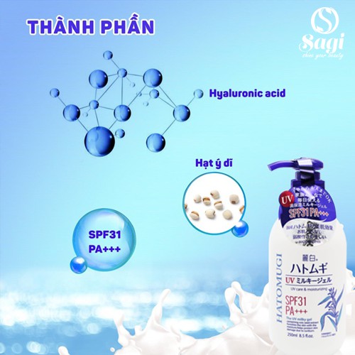 Sữa Dưỡng Thể Chống Nắng Hatomugi The UV Milky Gel SPF31/PA+++