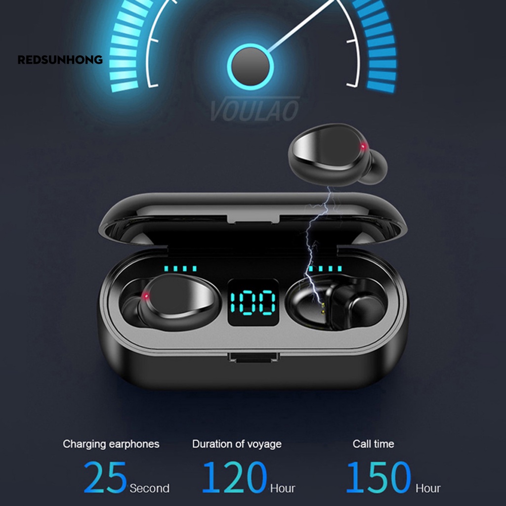 Tai Nghe Nhét Tai Không Dây Bluetooth 5.0 Mini Màn Hình LED Kỹ Thuật Số Phong Cách Thể Thao Giảm Cân