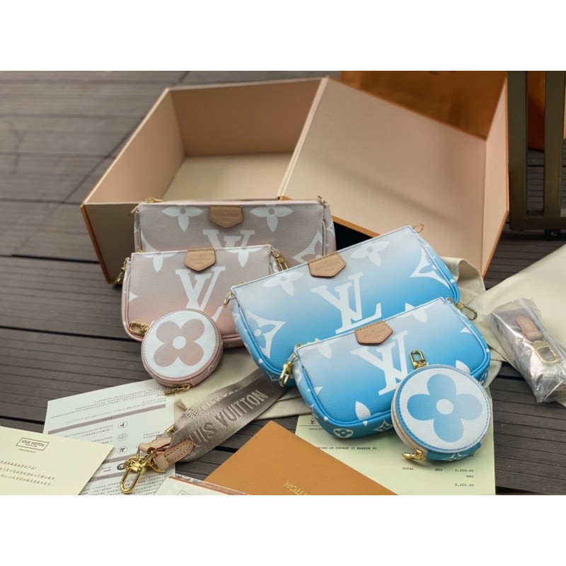 Set LV Multi Pochette Accessories fullbox sổ thẻ màu pastel mê mệt