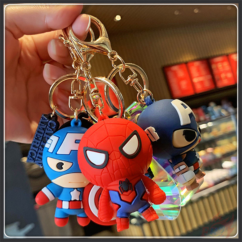 Móc khóa silicon nhân vật siêu anh hùng The Avengers Người Sắt /Người Nhện/Đội trưởng Mỹ/ Hulk/Thor 6 kiểu dáng xinh xắn