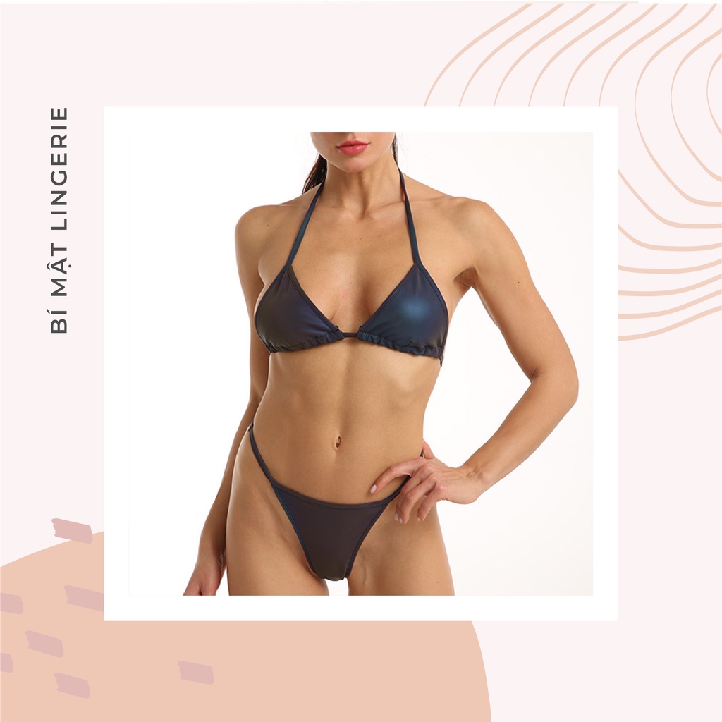 Bikini đồ bơi 2 mảnh lọt khe sexy phản quang hologram cháy nhất party 2023