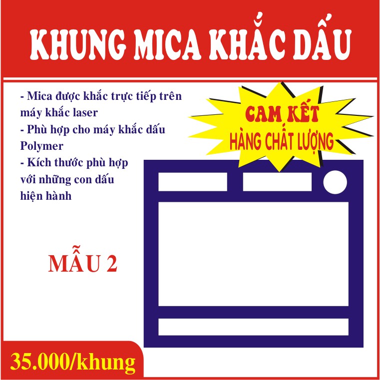 KHUNG MICA KHẮC DẤU ĐỘ DÀY 2mm