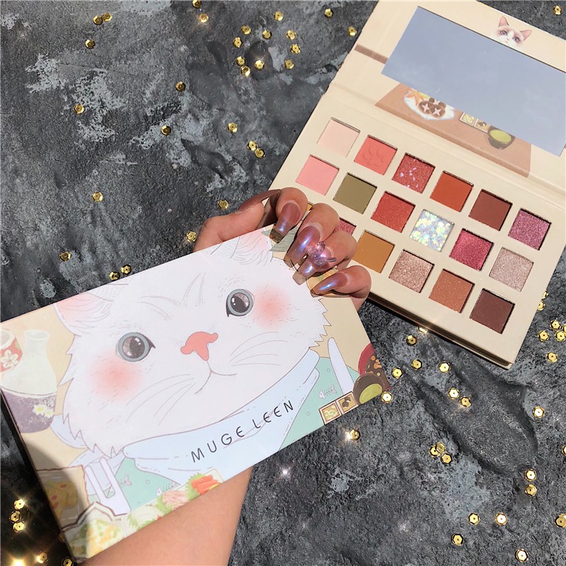 Bảng phấn mắt 18 ô nhũ Muge Leen Cat Senabeauty