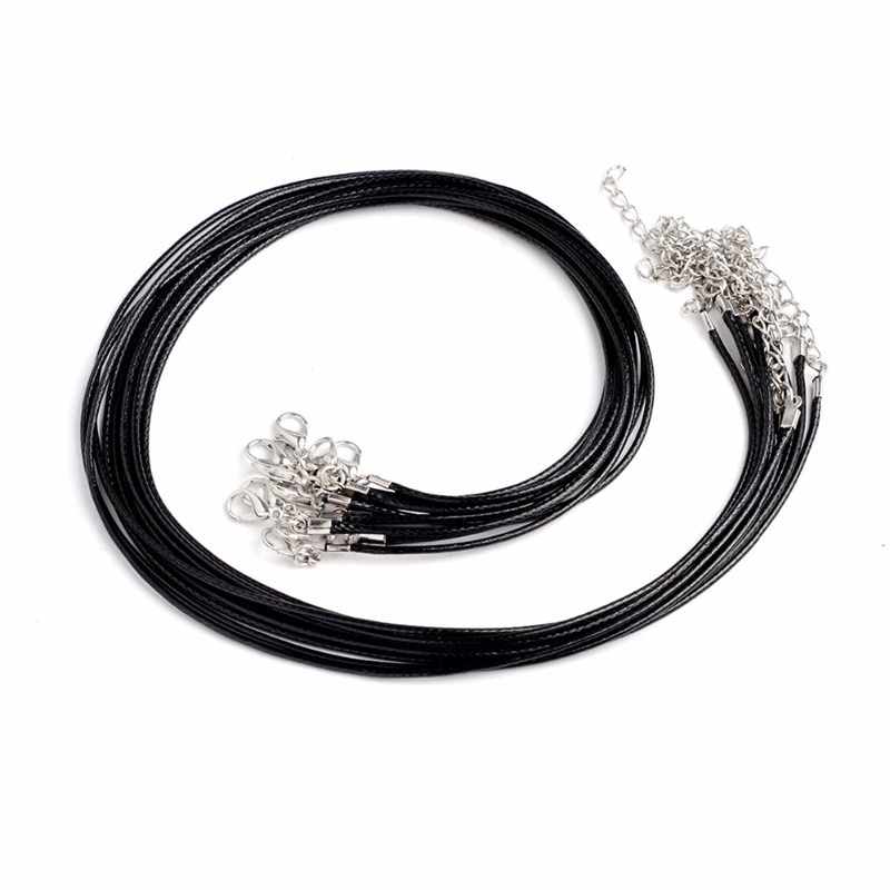 Set 10 sợi dây da bện handmade có khóa cài tôm hùm 2mm dành cho làm dây chuyền