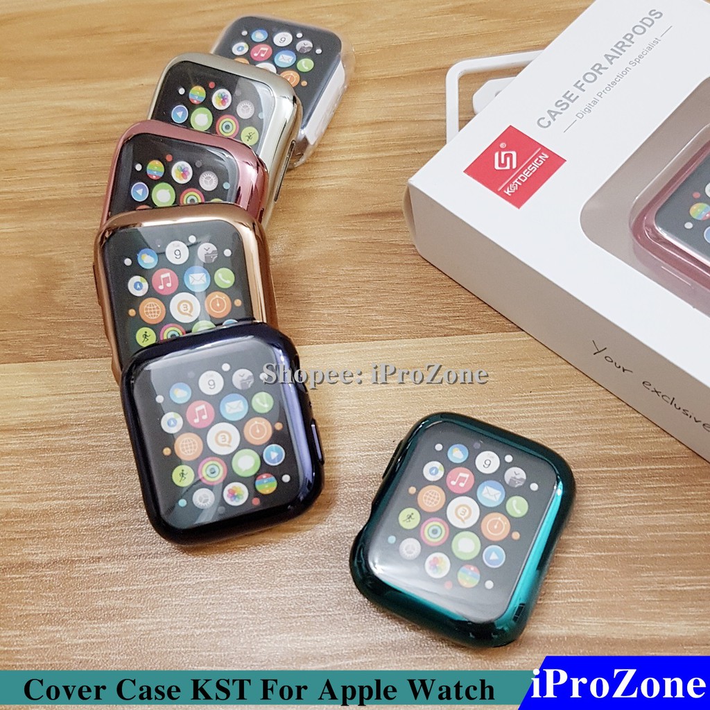 Ốp dẻo TPU viền mầu giả thép cho Apple Watch chính hãng KST chống sốc , chống vỡ phủ kín mặt + body