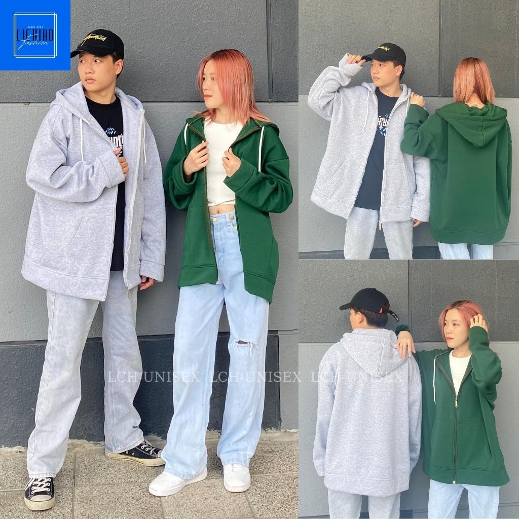 Áo khoác hoodie zip unisex nam nữ form rộng basic HZ01 vải nỉ bông mềm mịn LCH