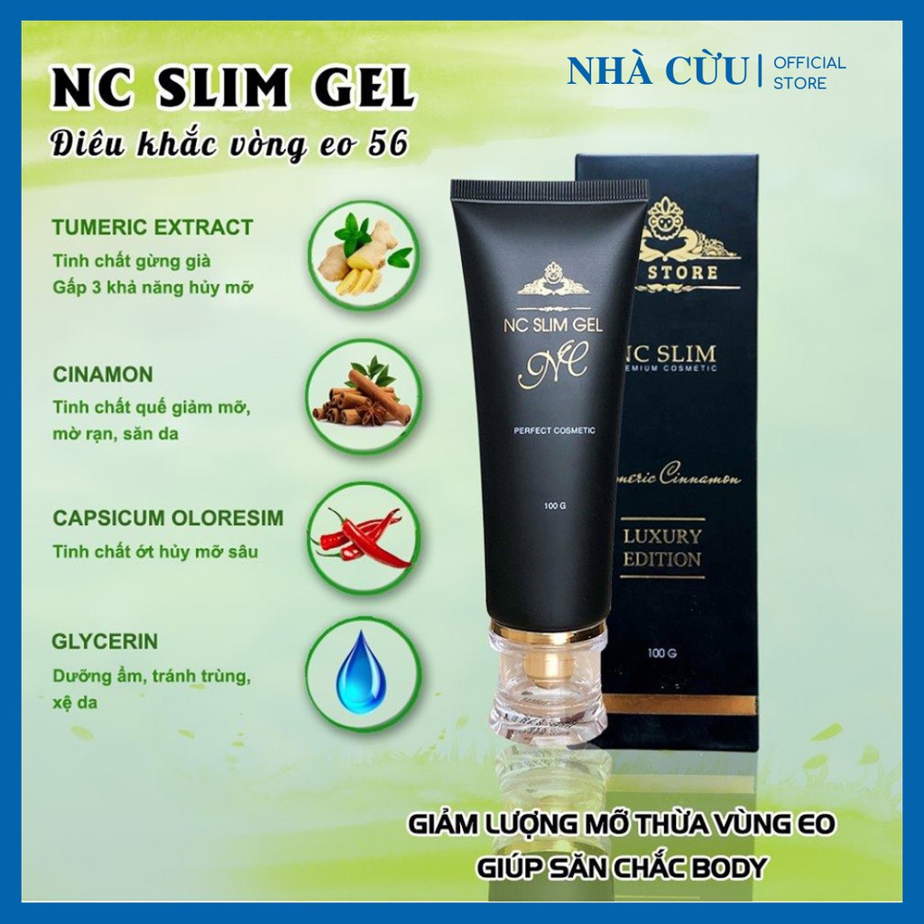 Gel tan mỡ bụng, giảm mỡ bụng sau sinh NC SLIM x 10 công dụng, chiết xuất tinh chất gừng già – Giảm mỡ bụng cấp tốc