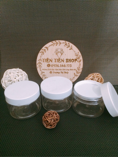 Hũ nhựa trong nắp trắng 100ml MV07